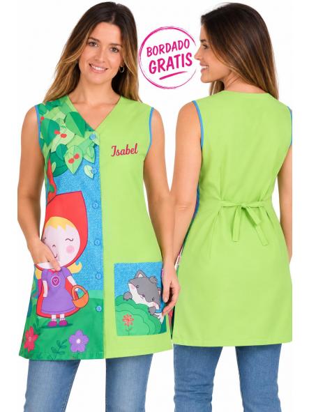 Bata School Caperucita Pistacho+bordado gratis [0]