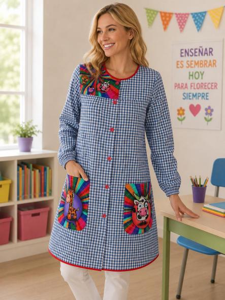 Bata Profesora Animales Gris