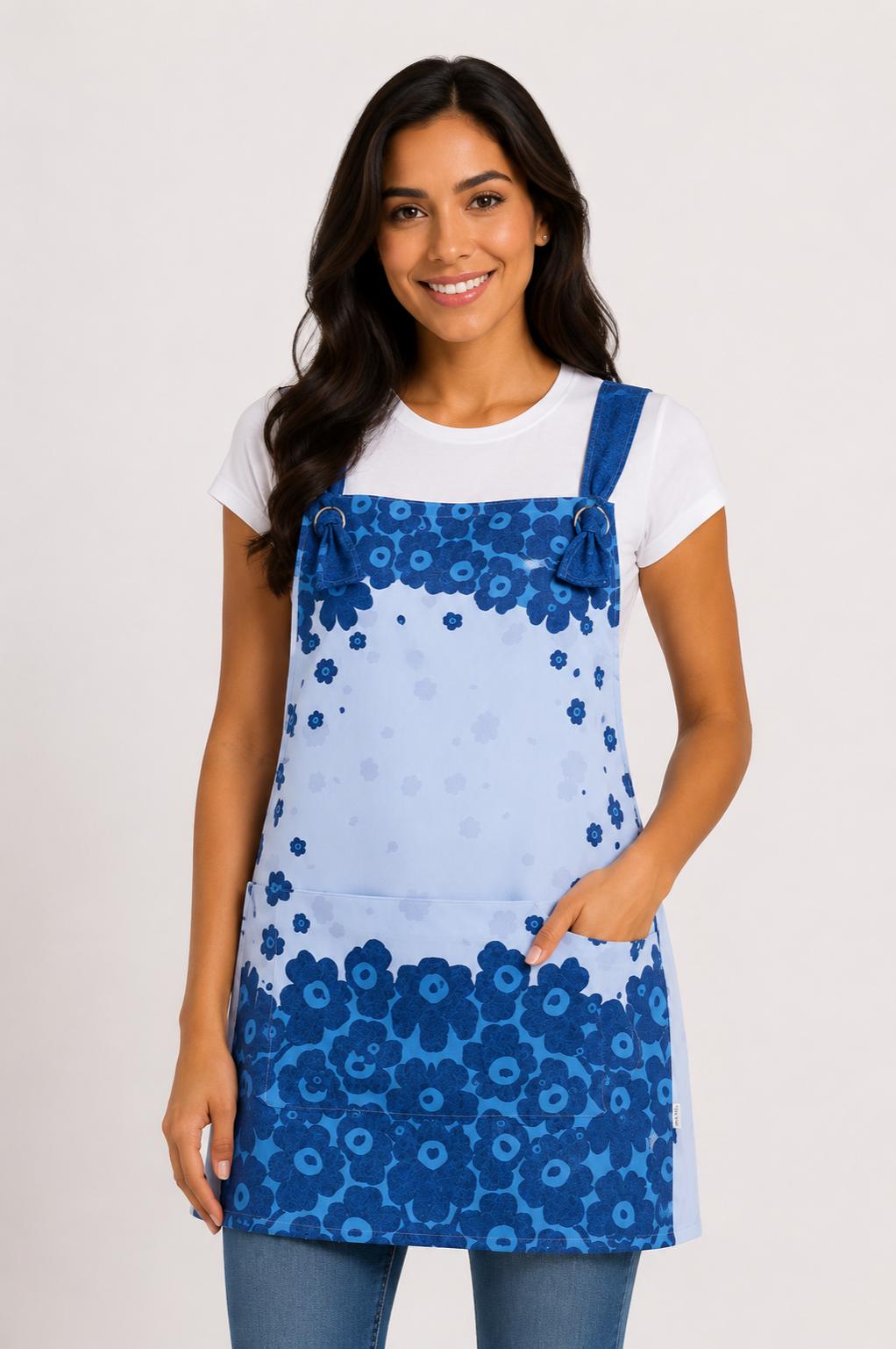 Estola flores azul tirantes