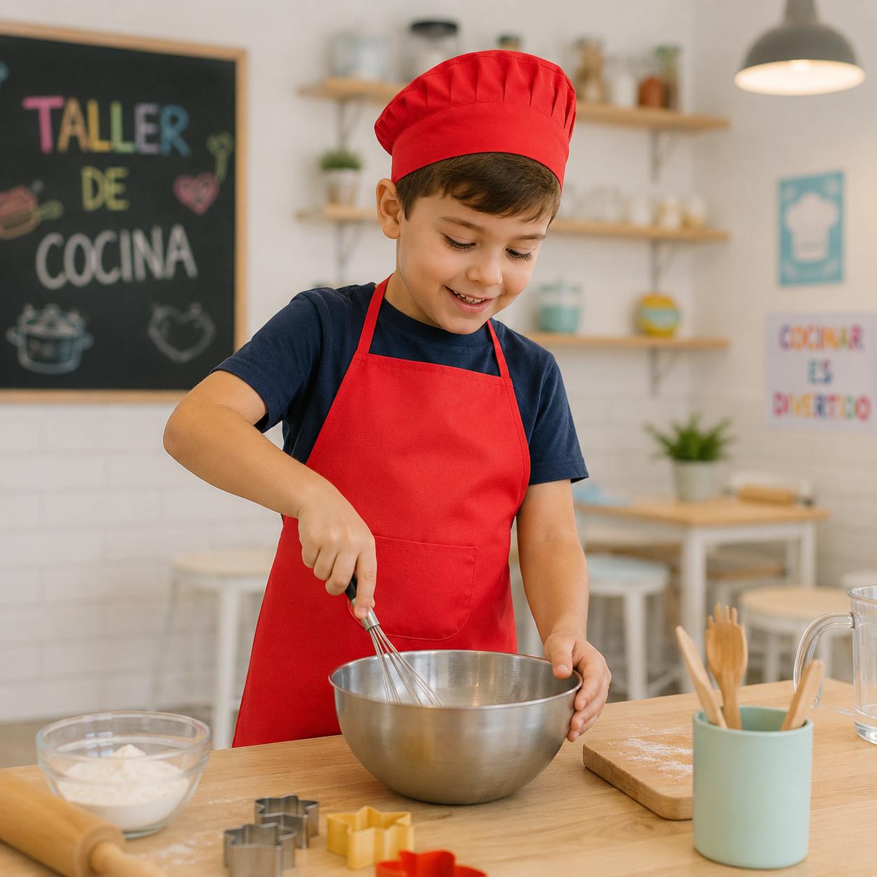 Set de delantal y gorro infantil