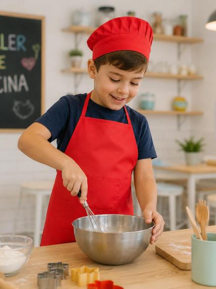 Set de delantal y gorro infantil