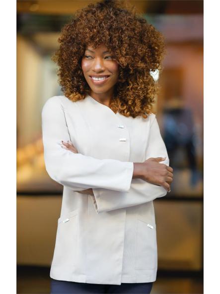 Casaca sanitaria microfibra señora con broches en manga larga  [0]