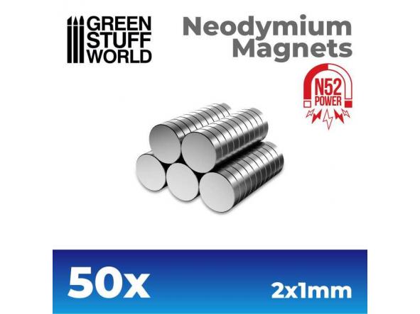 Imanes Neodimio 2x1mm - 50 unidades (N52)