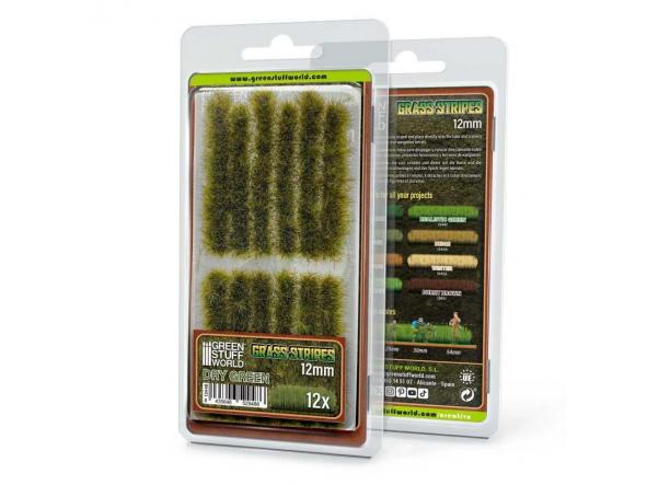 Tiras de Cesped 12mm Verde Seco