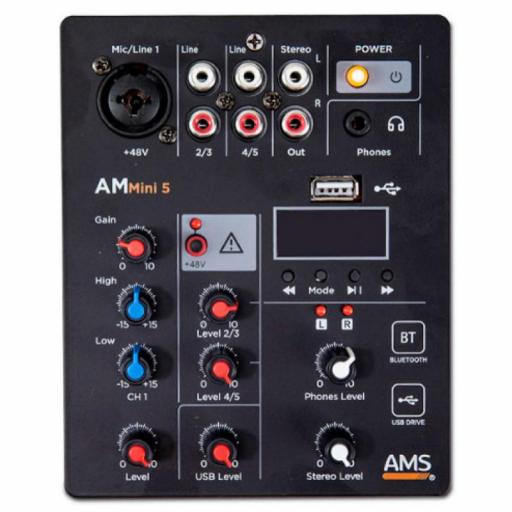 Ams Am Mini 5 Mezclador de Audio Usb / BlueTooth