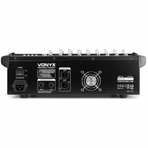Vonyx Am8A Mezclador de Audio Amplificado 2 x 500W 8CH Usb/Mp3/BlueTooth [1]