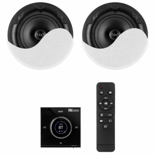 Power Dynamics Powerline B50BSet Conjunto de Altavoces de Techo 6.5" + Amplificador 2 x 25W