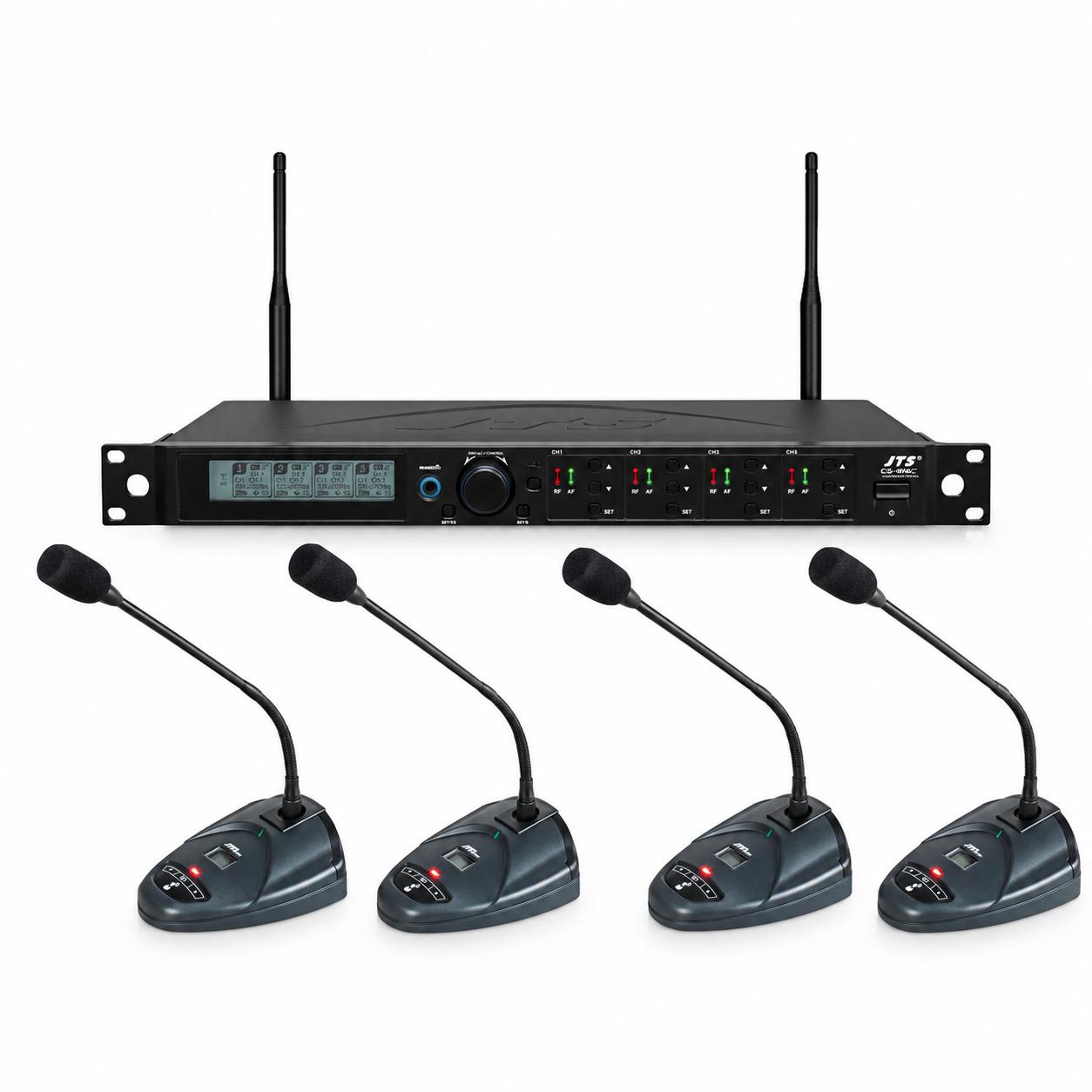 Jts CS-W4/C5 + CS-W4T/5 Sistema Inalámbrico de Conferencias 4 Canales 506-542 MHz
