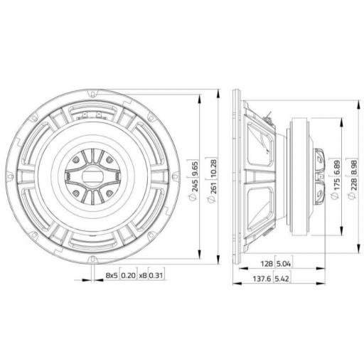 Lavoce CSF102.50K Altavoz Coaxial 10" 360 Watios [2]
