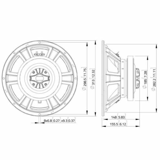 Lavoce CSF122.50K Altavoz Coaxial 12" 360 Watios [2]