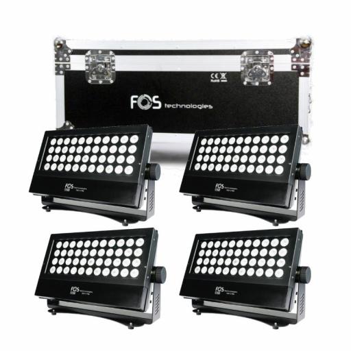 Fos F-5 Pro Proyector Led para Exteriores 44 x 10W Rgbw (Pack 4 uds. + Flight Case)