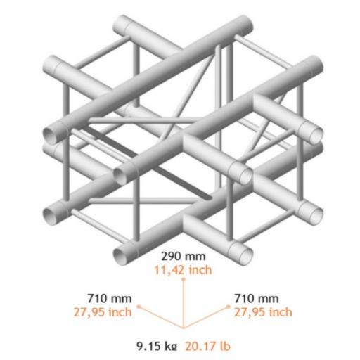 Fantek Fg29Q CX90 Esquina en Cruz 4 Vías para Truss Cuadrado 290 x 290 mm [1]