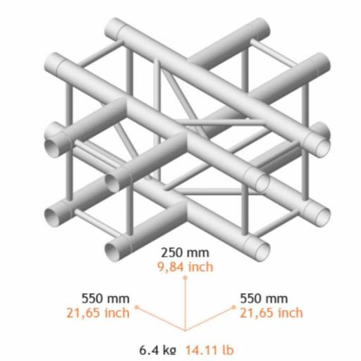 Fantek Fk25Q CX490 Esquina en Cruz 4 Vías para Truss Cuadrado 250 x 250 mm [1]