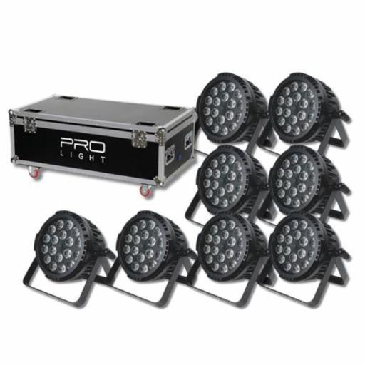 ProLight Free Par 180 Ip Foco Led con Batería 18 x 10W Rgbwa Ip20 (Pack 8 Uds. + Flight Case) [0]