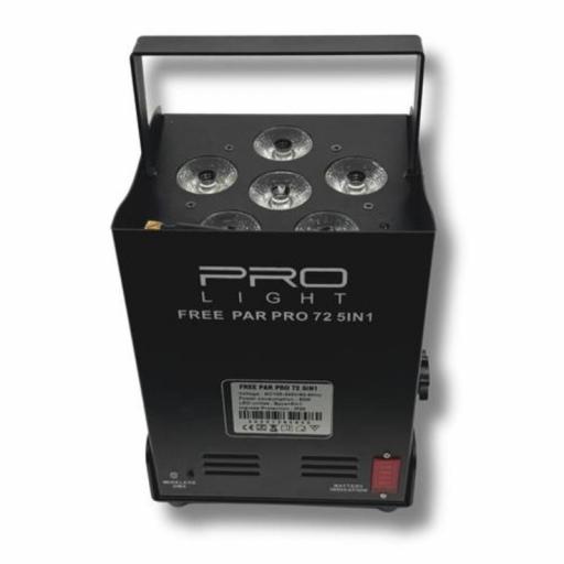 ProLight Free Par Pro 72 Ir Black Foco Led a Batería 6 x 12W Rgbwa [1]