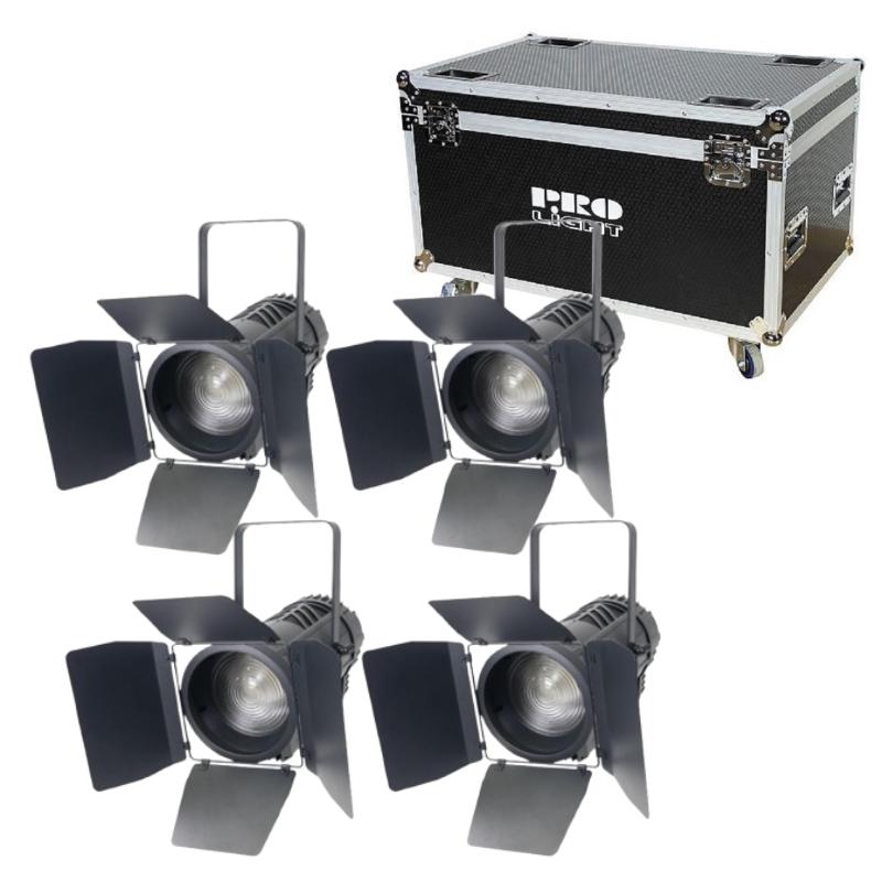 ProLight Fresnel Led Rgbla 300 W Foco de Teatro (Pack 4 Unidades + Flight Case)