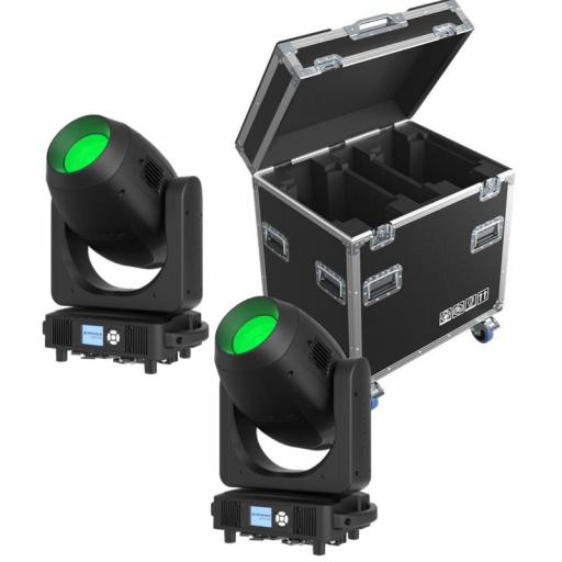 Triton Blue Halley H450 Cabeza Móvil Led Híbrida Bsw 450 Watios (2 Uds. + Flight Case)