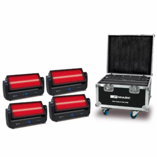 Mark Mini Sideral 600 Rgb Estrobo/Bañador de Color Led Móvil (4 Uds. + Flight Case)