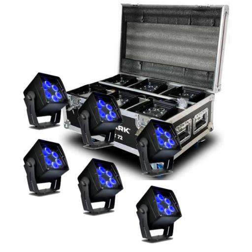 Mark Mkl Bat 72 Foco Led con Batería 6 x 12W Rgbwa+Uv (Pack 6 Uds, + Flight Case)