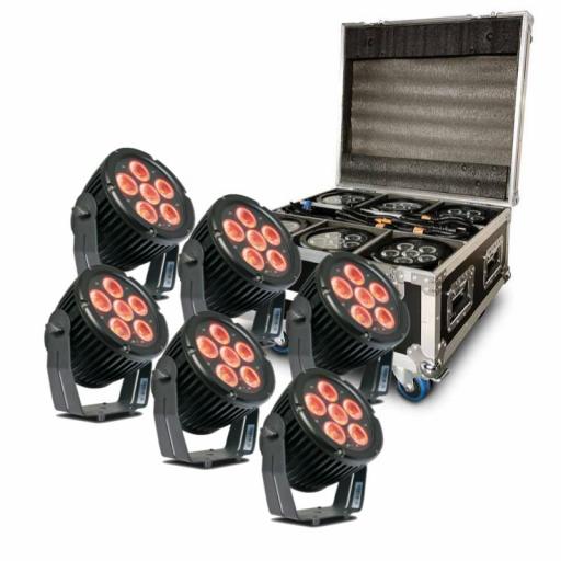 Mark Mkl Bat 726 Foco Led con Batería 6 x 12W Rgbwa+Uv (Pack 6 Uds. + Flight Case)