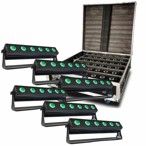 Mark Mkl Bat Bar 12 6 Barra de Led con Batería 6 x 12W Rgbwa+Uv (Pack 6 Uds. + Flight Case)