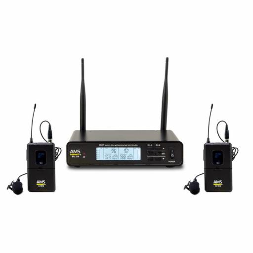 Ams Mu 219 + Lv 219 Sistema Inalámbrico Dual de Petaca UHF 620 - 950 MHz