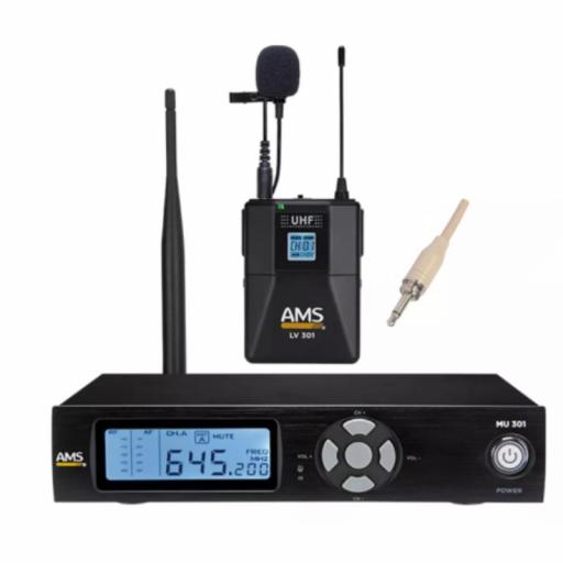 Ams Mu 301 + Lv 301 Sistema Inalámbrico de Petaca Uhf 620 - 681 MHz