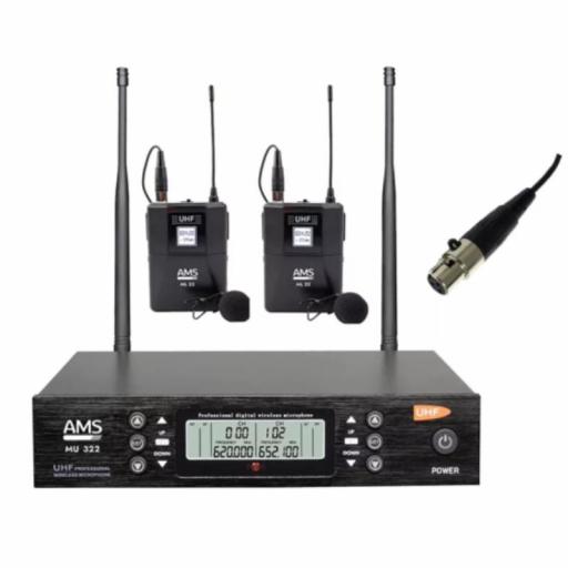 Ams Mu 322 + ML 22 Sistema Inalámbrico Dual de Petaca 620-681MHz​