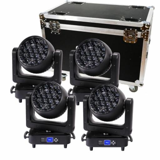 Fos Odeum Wash Cabeza Móvil Led 19 x 25W Rgb+WW (4 uds. + Flight Case)