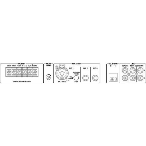 Monacor Pa-312 Amplificador / Mezclador para megafonía 1 x 120 Watios [2]