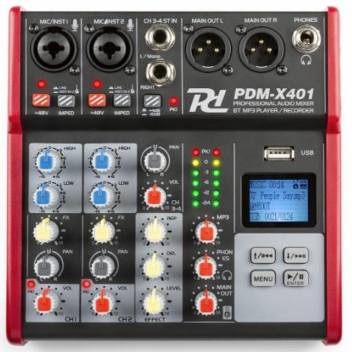 Power Dynamics Pdm-X401 Mezclador de Audio 4 Canales Usb/Mp3/BlueTooth