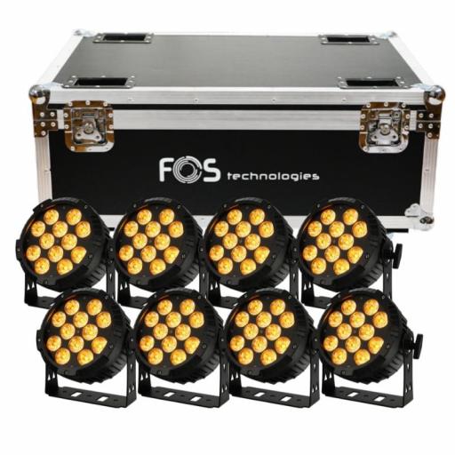Fos Par12x 15WPro Rgbwa Foco Led (Pack 8 uds. + Flight Case)