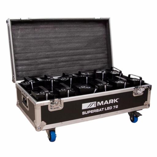 Mark SuperBat Led 72 Foco Led 6 x 12W Rgbwa+Uv con Batería (Pack 12 Uds. + Flight Case)