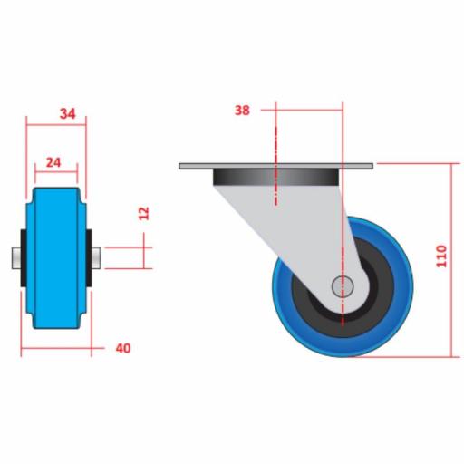 Mark Rn 1313 MkII Rueda de 80mm con Freno (Pack 2 uds) [4]