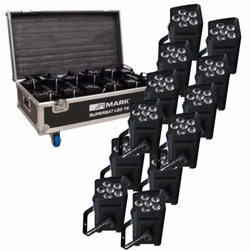 Mark SuperBat Led 72 Foco Led Up-Light 6 x 12W Rgbwa+Uv con Batería (12 Uds. + Flight Case) [0]