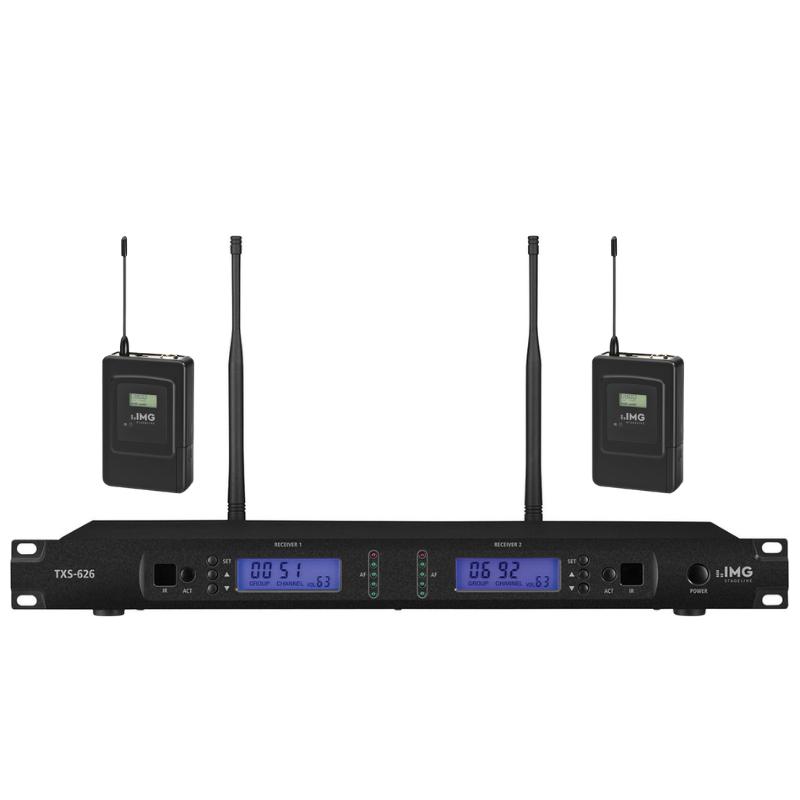 Stage Line Txs-626 + Txs-606Hse/2 Sistema Inalámbrico Dual de Petaca UHF 672.000-691.975 MHz