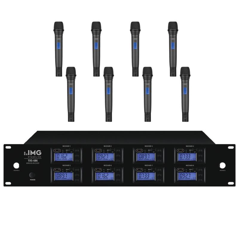 Stage Line Txs-686 + Txs-606Ht/2 Sistema Inalámbrico de Mano 8 Canales UHF 672.000-691.975 MHz
