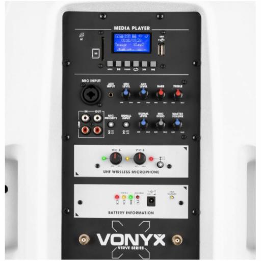 Vonyx Verve46 Blanco Sistema de Sonido Portátil 15" 500W BlueTooth/Mp3 [2]
