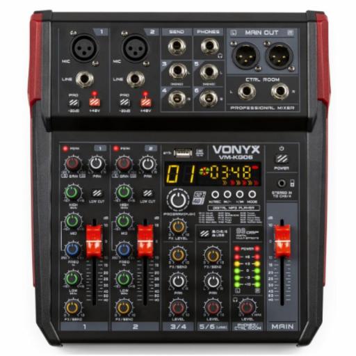Vonyx Vm-Kg06 Mezclador de Audio 6 Canales Usb/Mp3/Dsp/BlueTooth