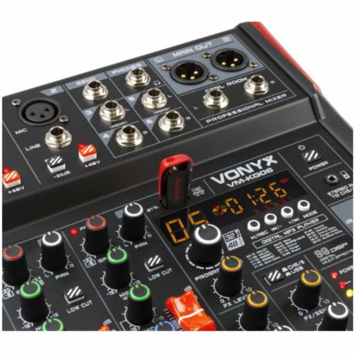 Vonyx Vm-Kg06 Mezclador de Audio 6 Canales Usb/Mp3/Dsp/BlueTooth [3]