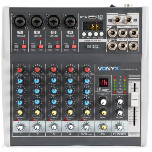 Vonyx Vmm-K602 Mezclador de Audio Usb/BlueTooth