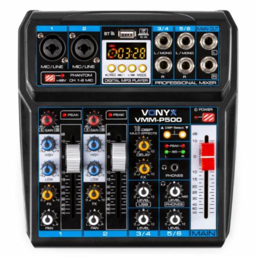 Vonyx Vmm-P500 Mezclador de Audio Dsp/Mp3/Usb/BlueTooth [0]