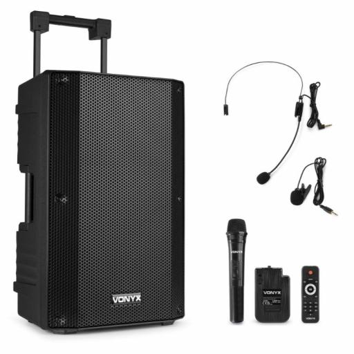 Vonyx Vsa500-Bp Altavoz Amplificado con Batería y BlueTooth 12" 400W