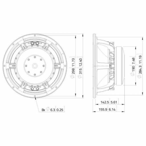 Lavoce WAF123.00 Altavoz de Graves 12" 500 Watios @8 Ohms [1]
