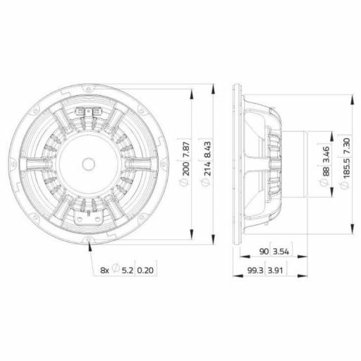 Lavoce WAN082.50 Altavoz de Graves 8" 250 Watios @8 Ohms [2]