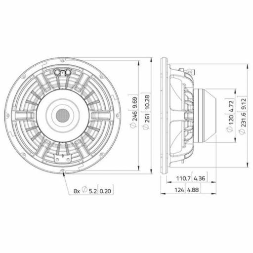Lavoce WAN102.50 Altavoz de Graves 10" 300 Watios @8 Ohms [2]