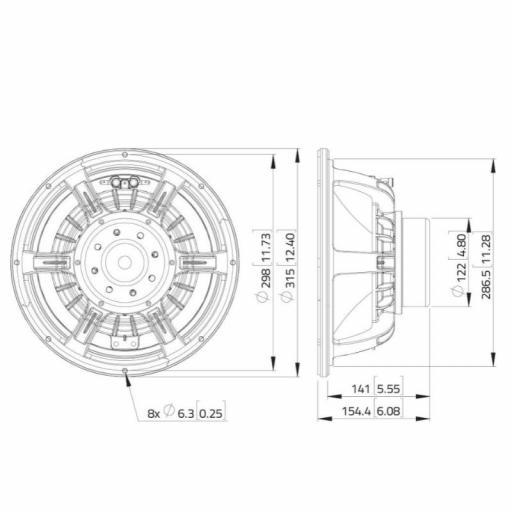 Lavoce WAN123.00-16 Altavoz de Subgraves 12" 500 Watios @16 Ohms [2]
