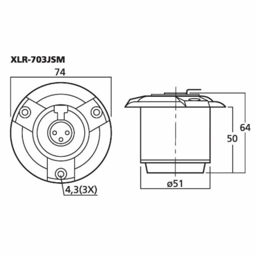 Monacor Xlr-703Jsm Base Xlr3/H Empotrable [1]