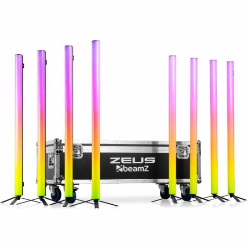 beamZ Zeus Barra de Tubo Led con Batería Rgbw (Cw+Ww) (8 Uds. + Flight Case)