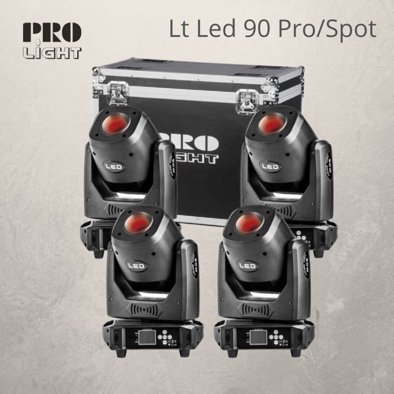 Prolight Lt Led 90 Pro/Spot Cabeza Móvíl (Pack 4 uds. + Flight Case)